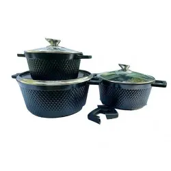 Каструля Benson BN-394 6 предметів (2.5л, 4.2л 6,4л) з кришкою з мармуровим покриттям